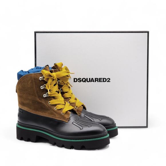Dsquared2 Rubber and Leather Hiking Duck Boots Black 44 11US $1220